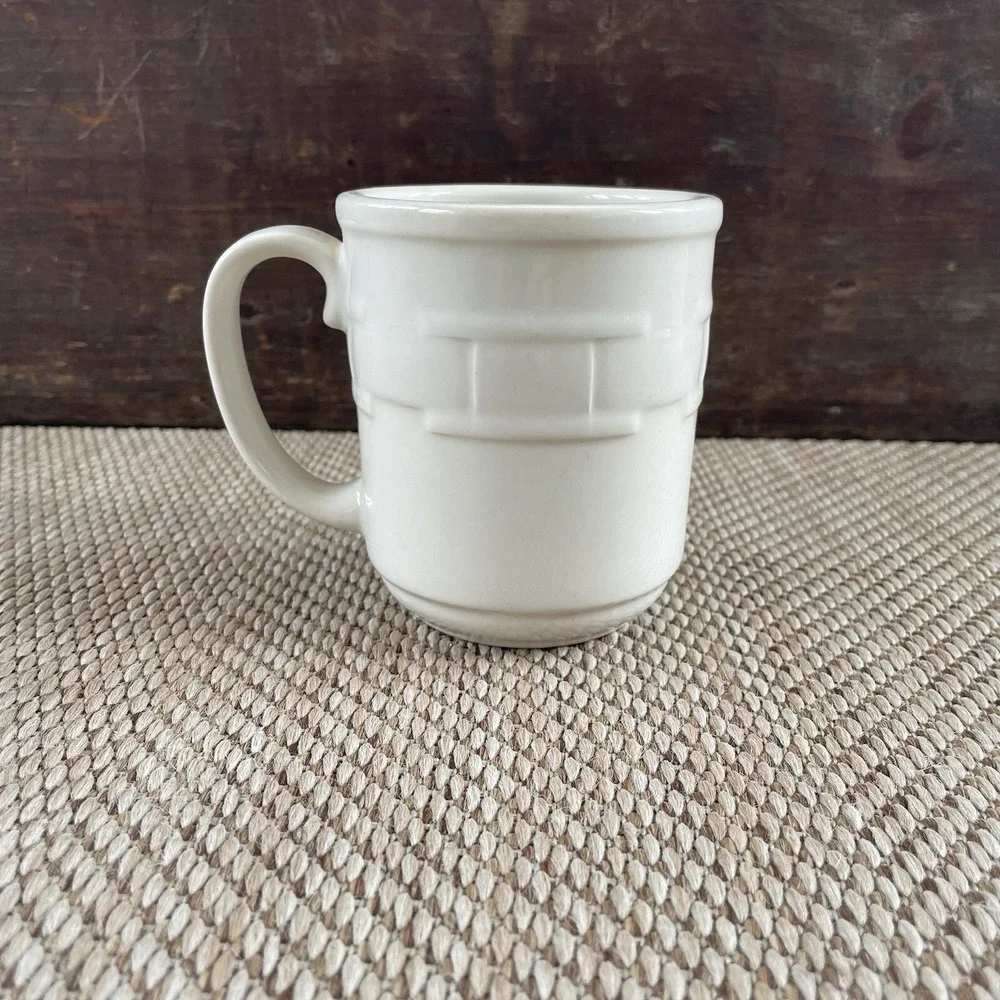 Longaberger Pottery Ivory Woven Traditions Coffee Mug